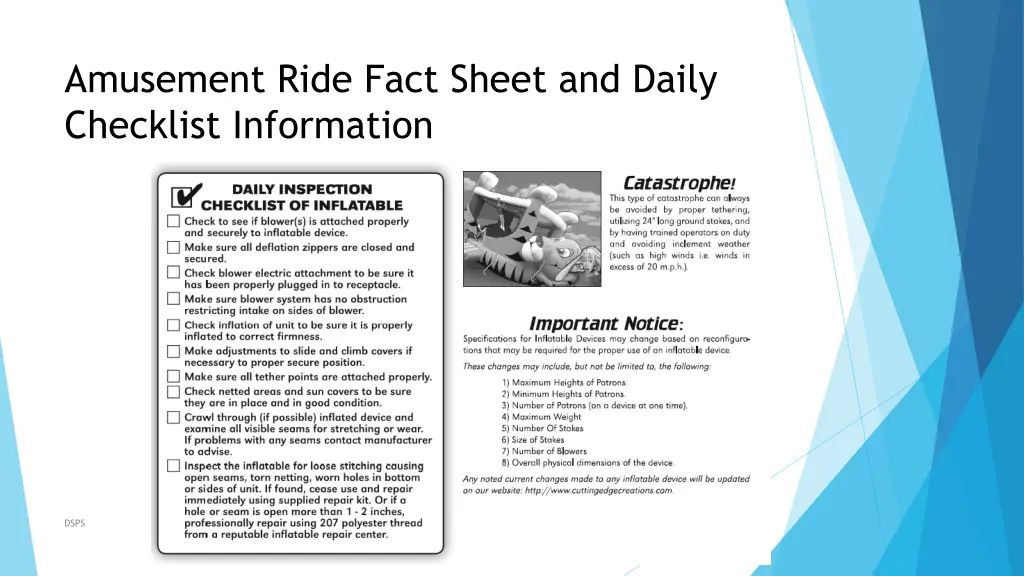 amusement ride fact sheet and daily checklist 1