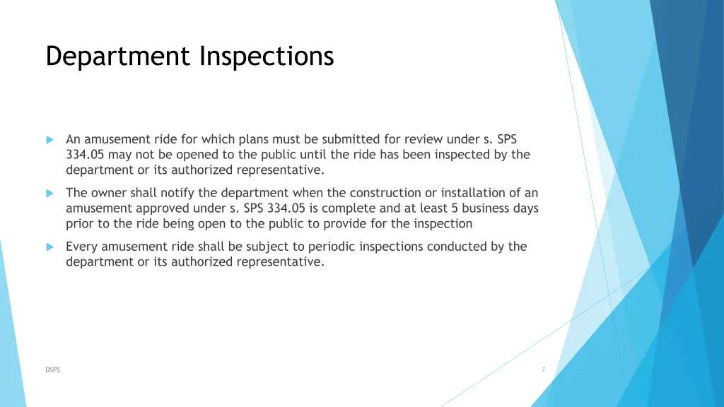 department inspections