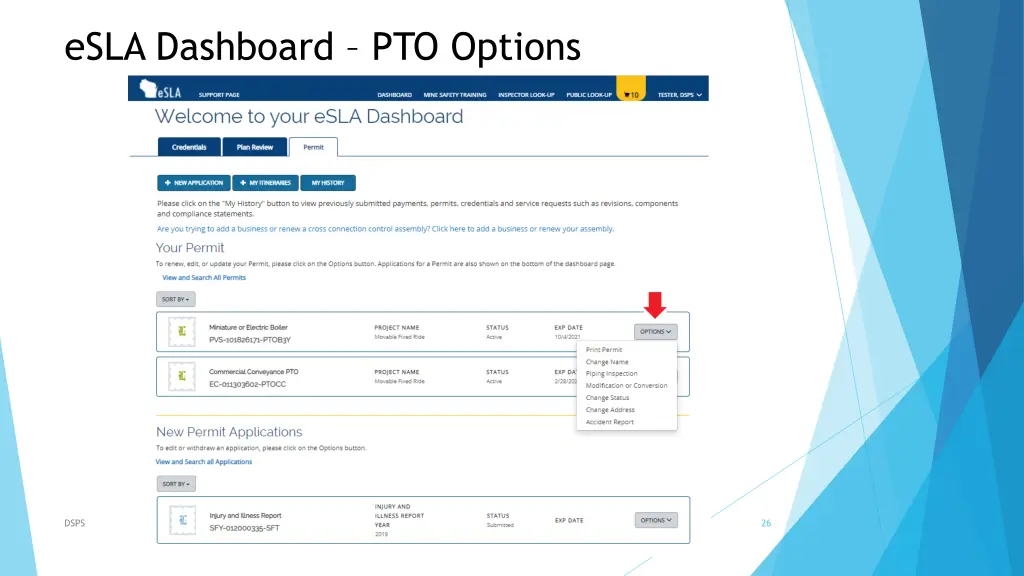 esla dashboard pto options