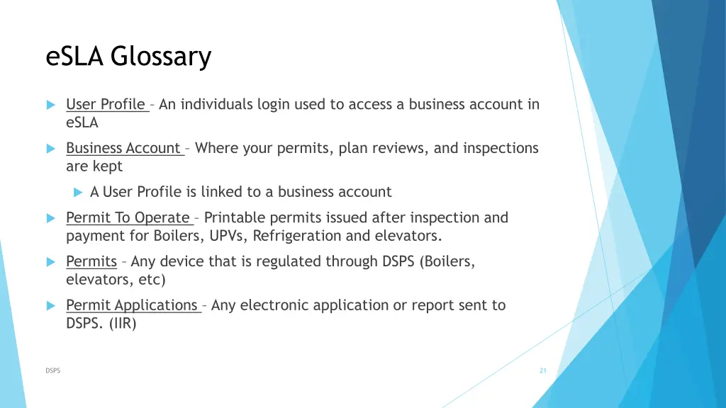 esla glossary
