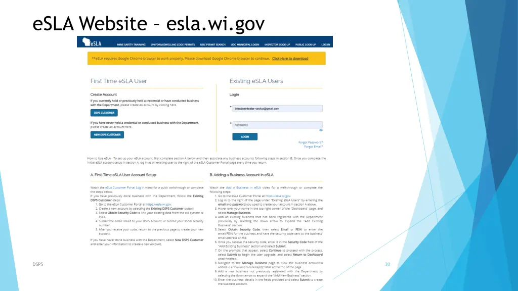 esla website esla wi gov