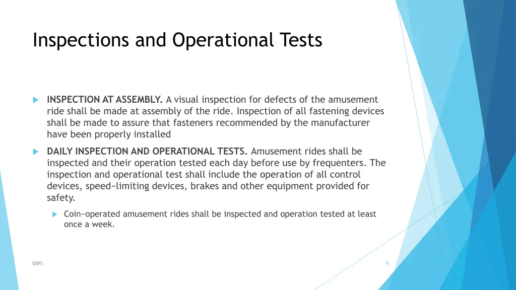 inspections and operational tests
