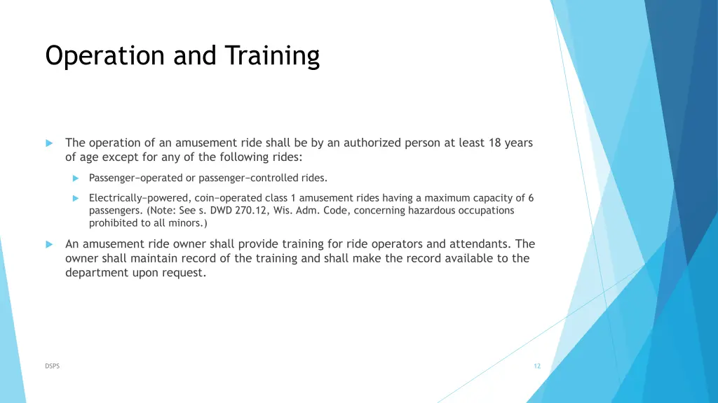 operation and training