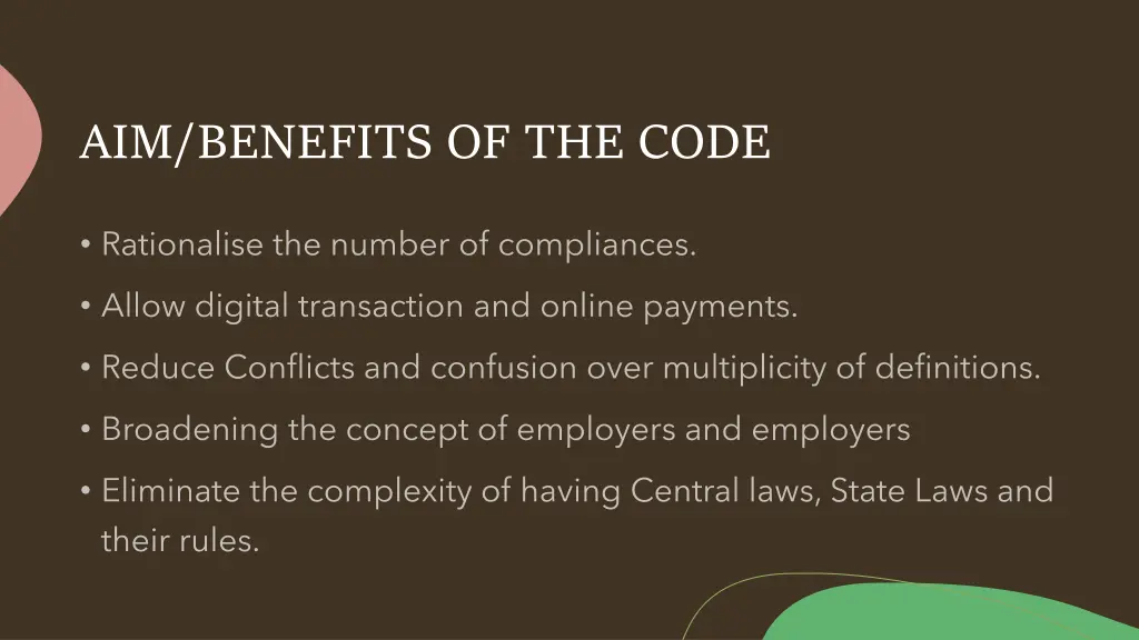 aim benefits of the code