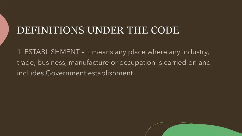definitions under the code