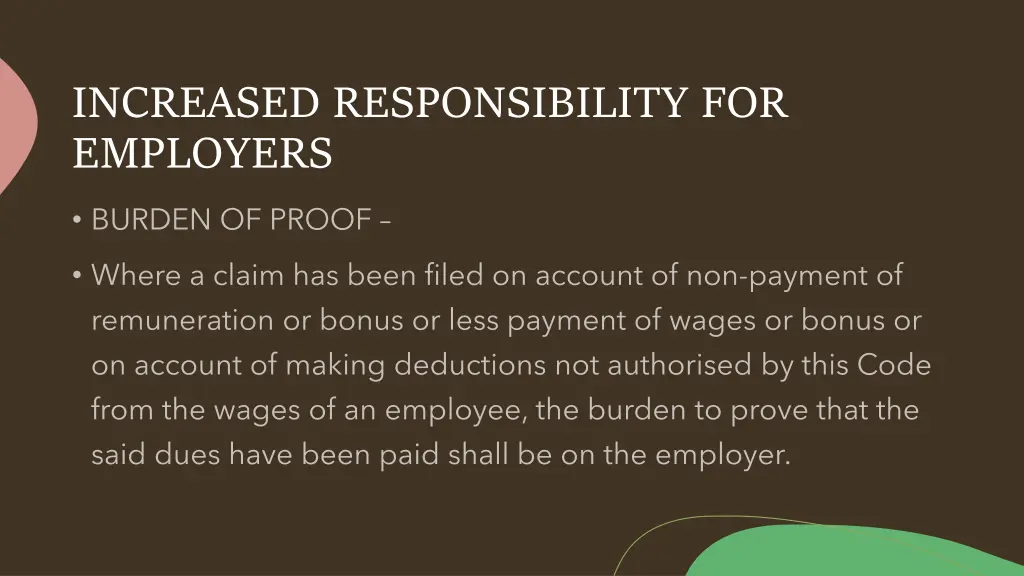 increased responsibility for employers