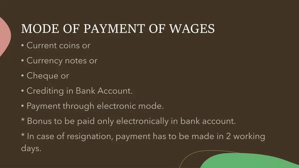 mode of payment of wages