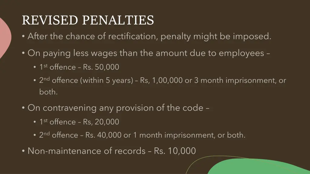 revised penalties