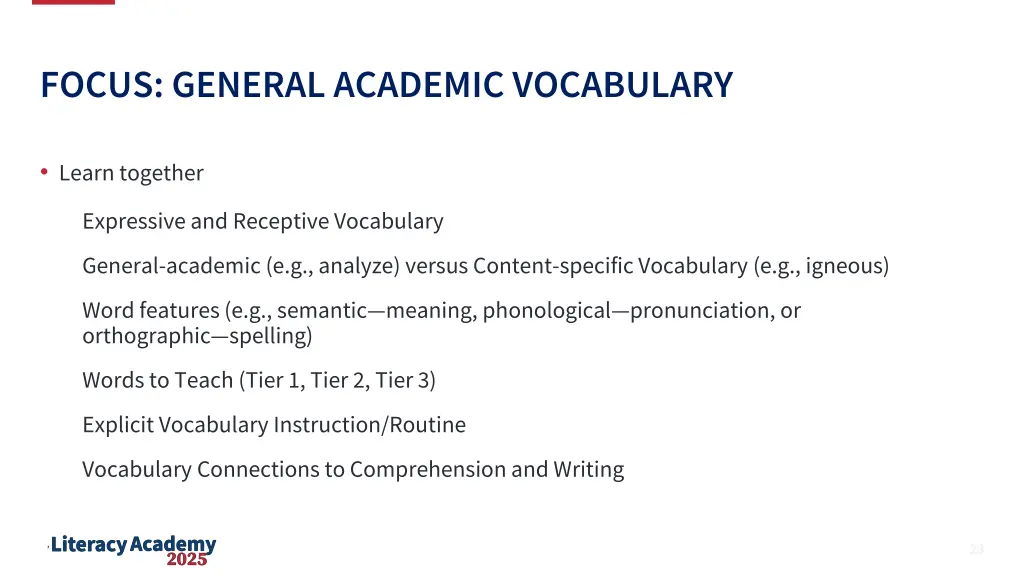 focus general academic vocabulary 1