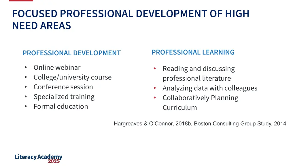 focused professional development of high need
