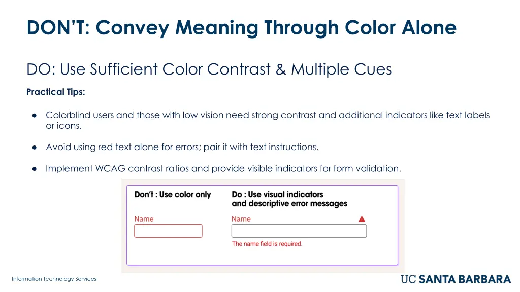 don t convey meaning through color alone