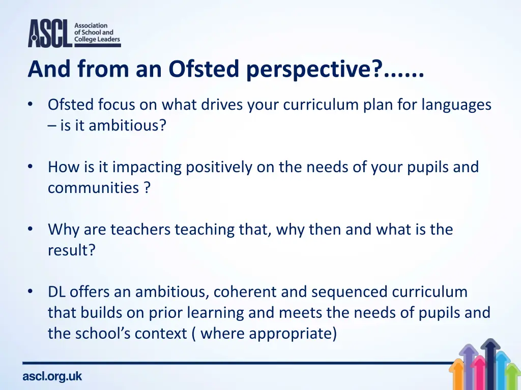 and from an ofsted perspective