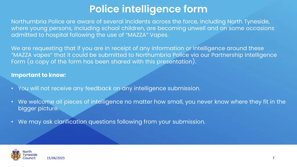 police intelligence form