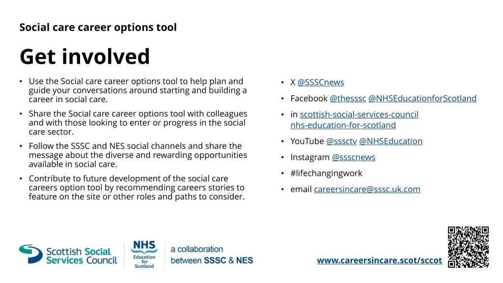 social care career options tool get involved