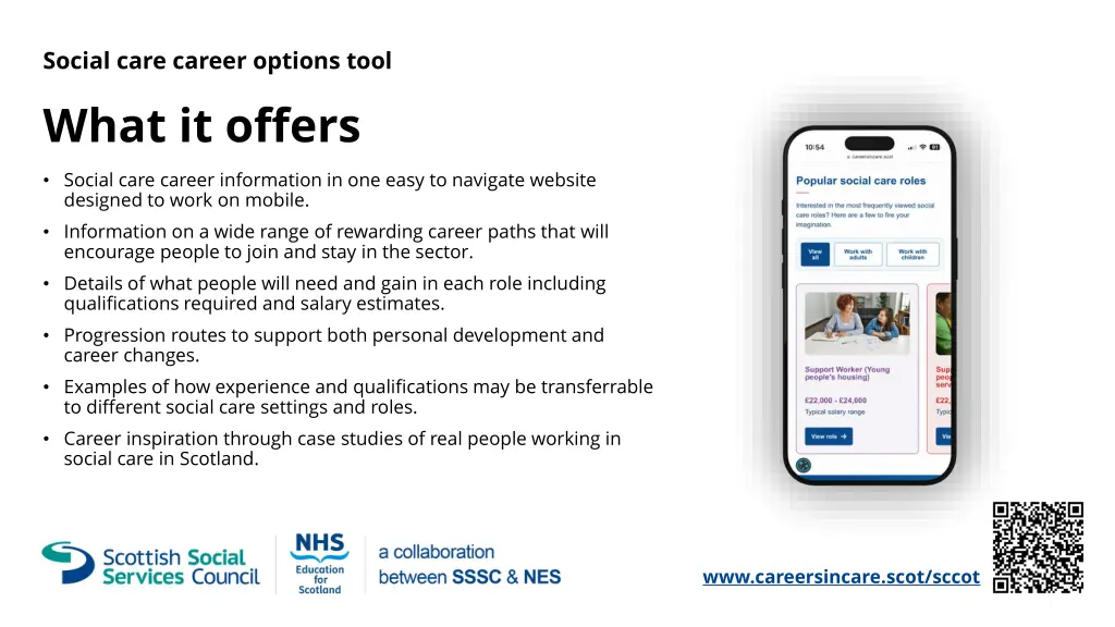social care career options tool what it offers