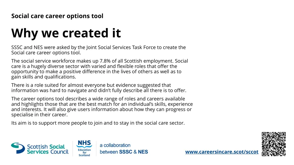 social care career options tool why we created it