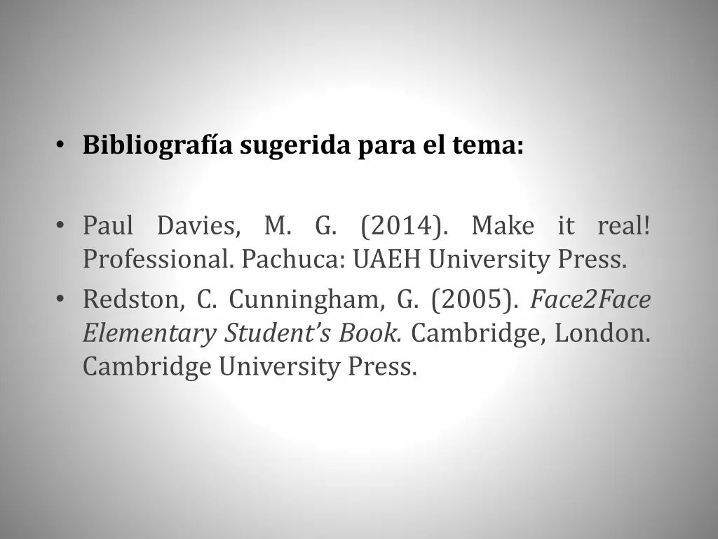 bibliograf a sugerida para el tema