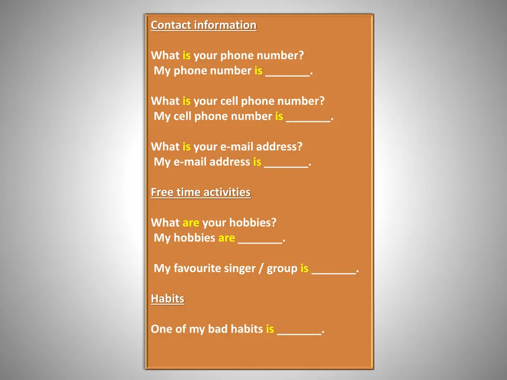contact information