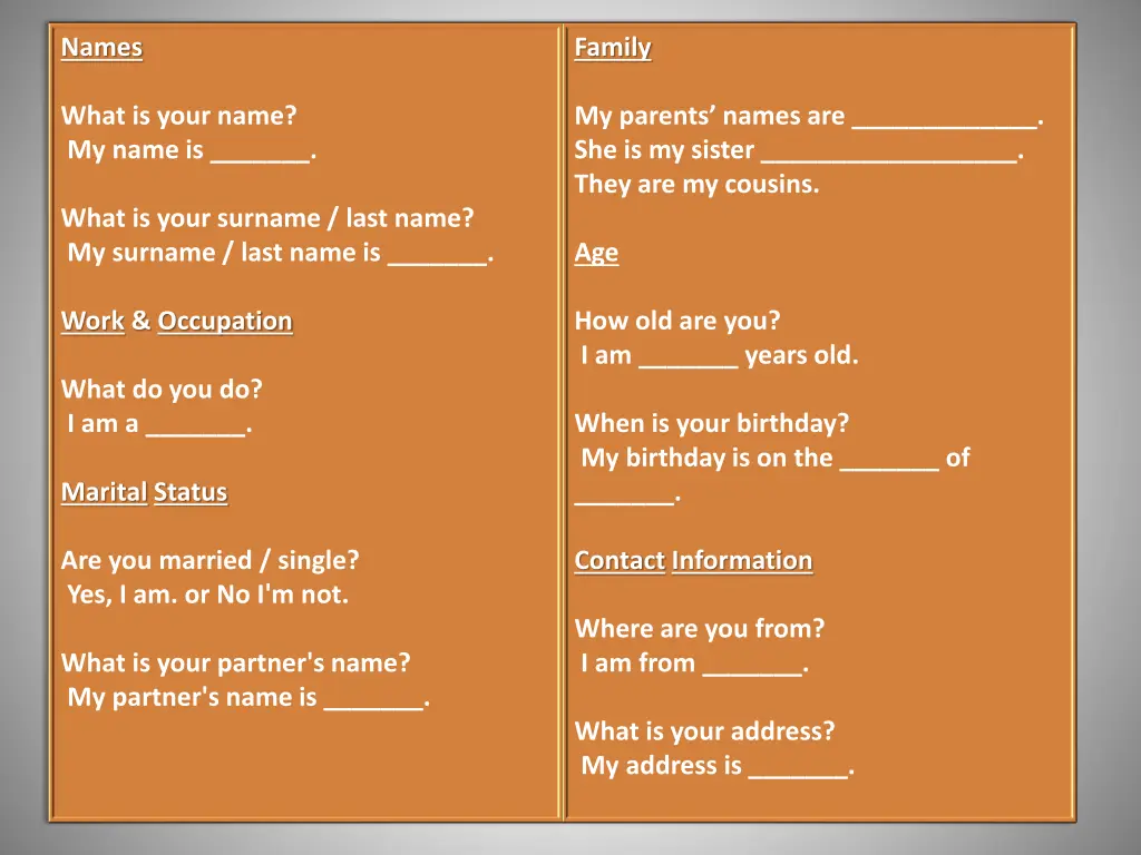 names