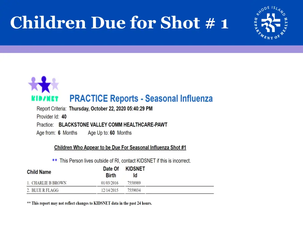 children due for shot 1 1