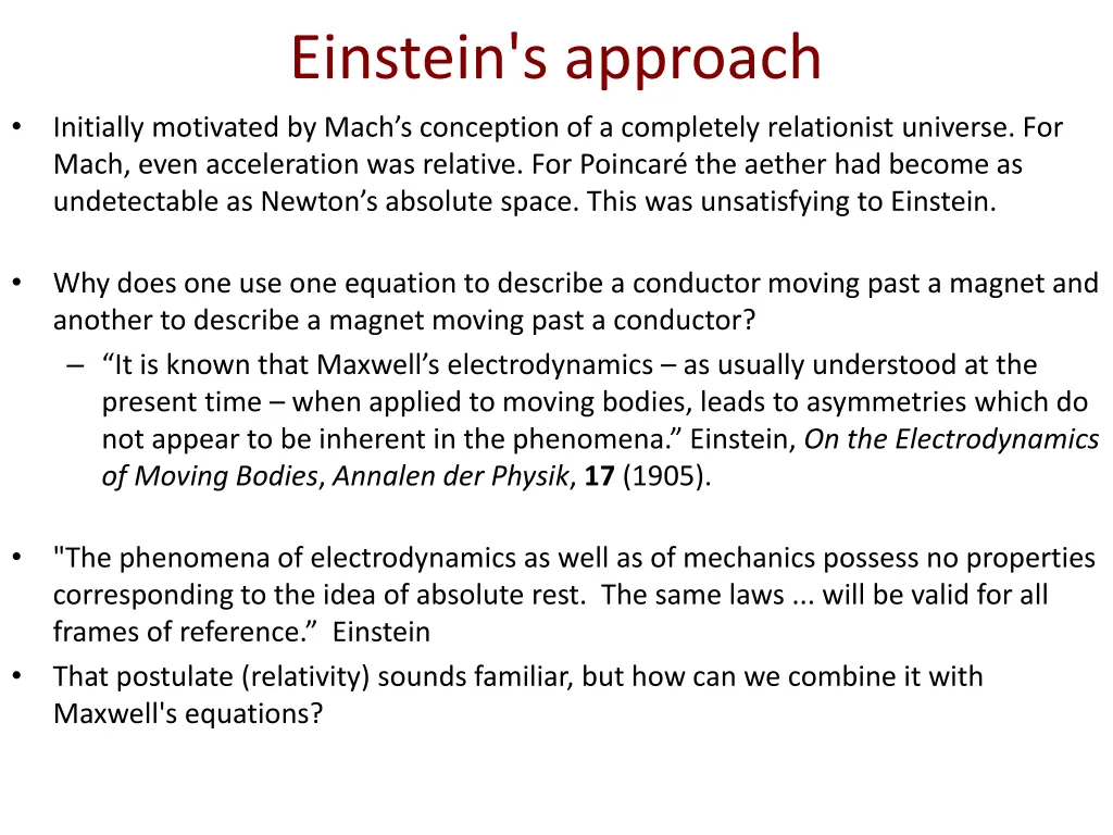 einstein s approach