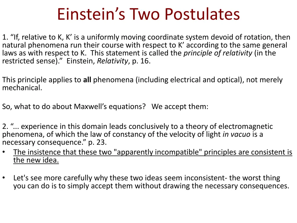 einstein s two postulates