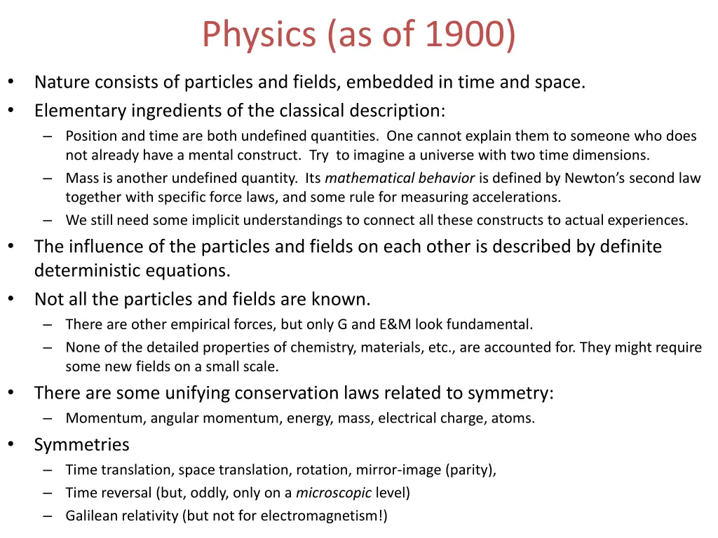 physics as of 1900