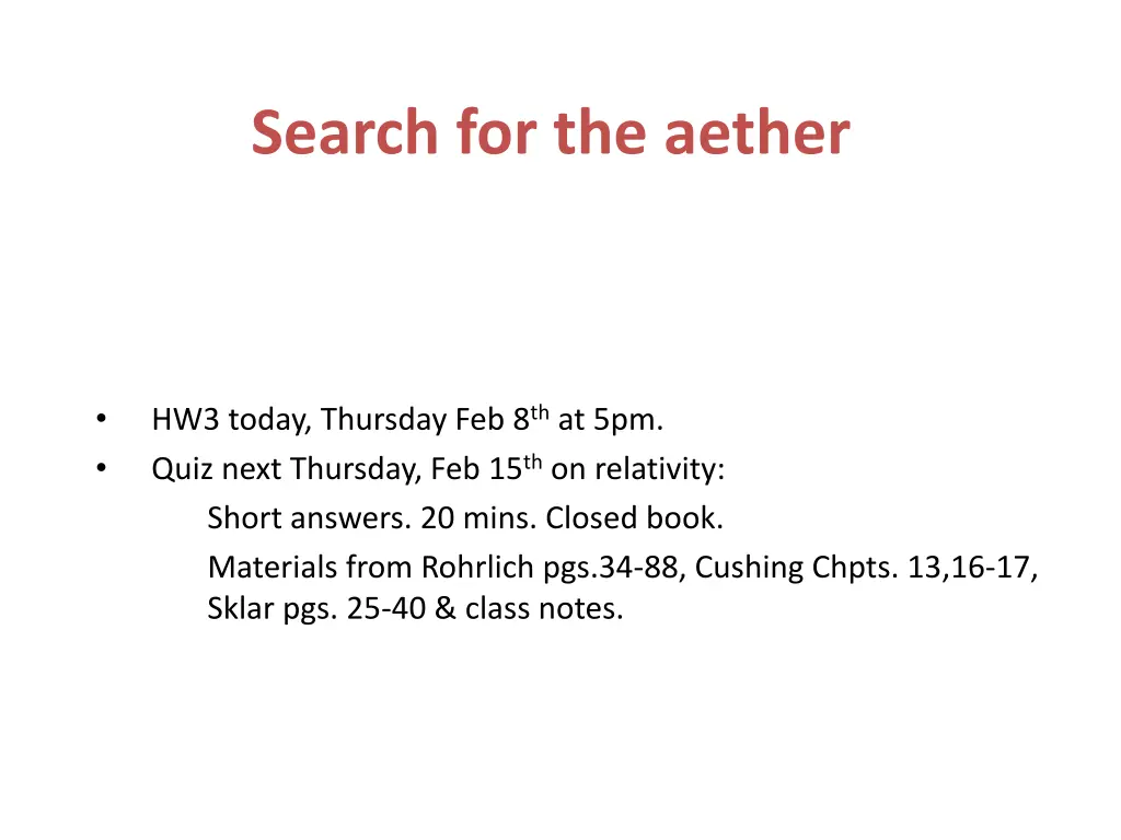 search for the aether
