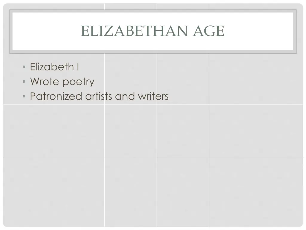 elizabethan age