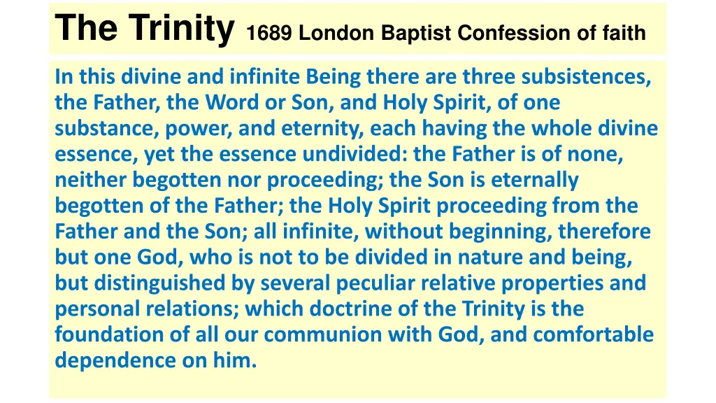 the trinity 1689 london baptist confession
