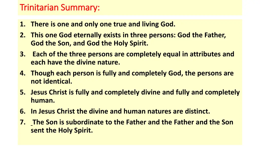 trinitarian summary trinitarian summary