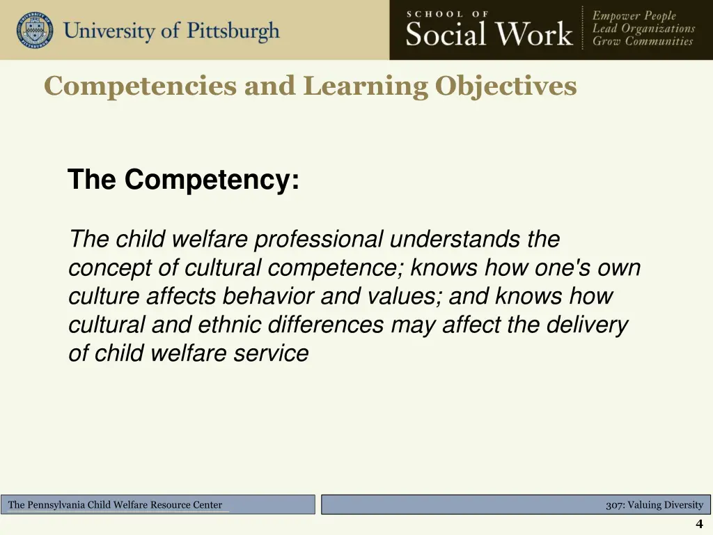 competencies and learning objectives