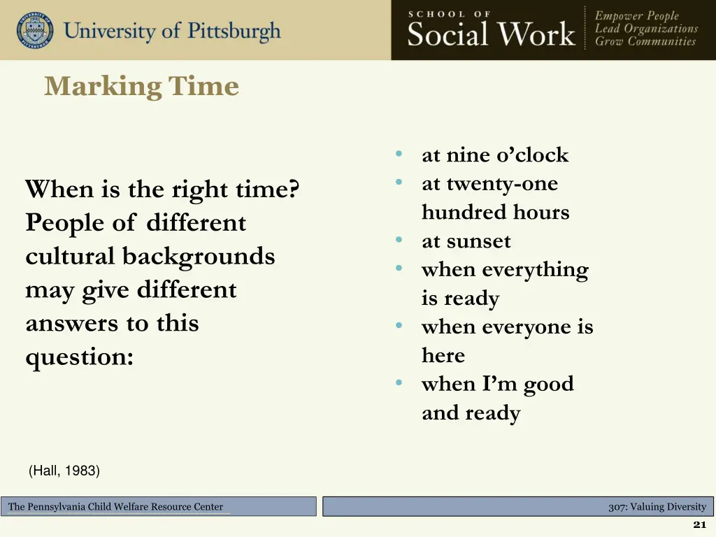 marking time