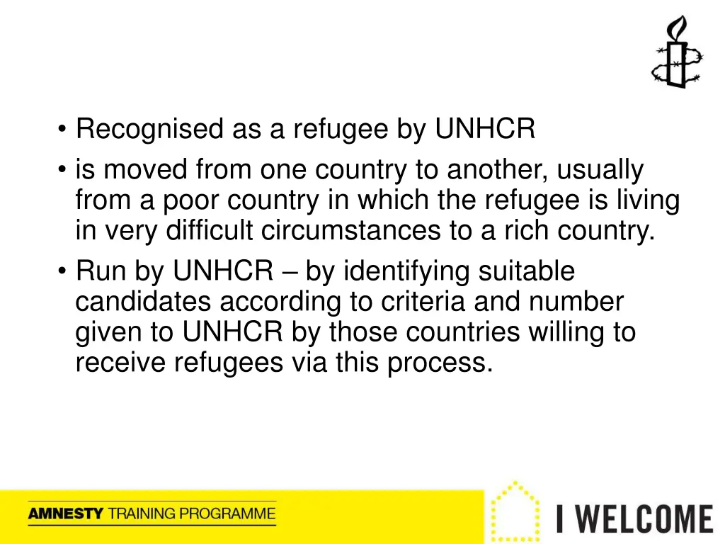 recognised as a refugee by unhcr is moved from