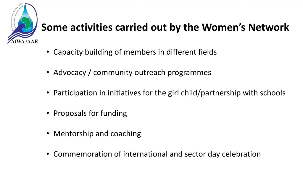 some activities carried out by the women s network