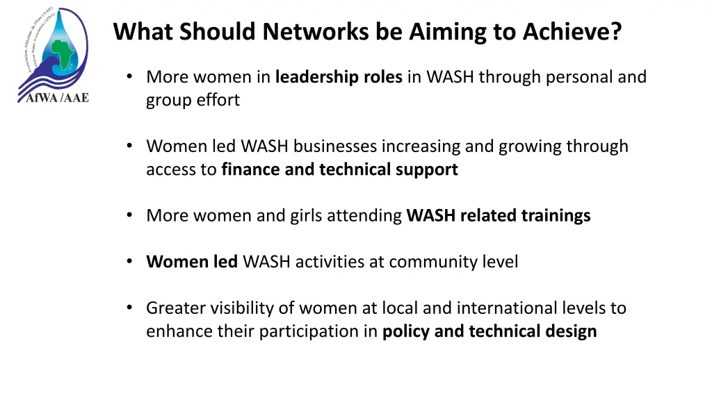 what should networks be aiming to achieve