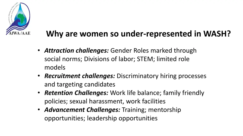 why are women so under represented in wash