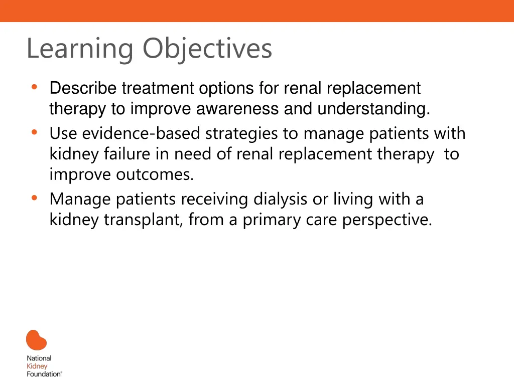 learning objectives describe treatment options