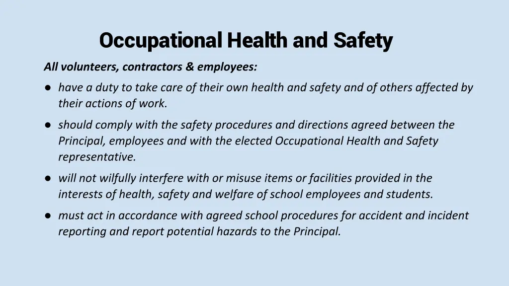 occupational health and safety