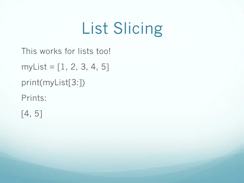 list slicing