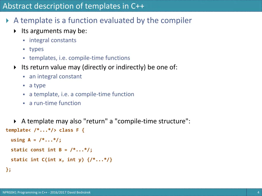 abstract description of templates in c 2