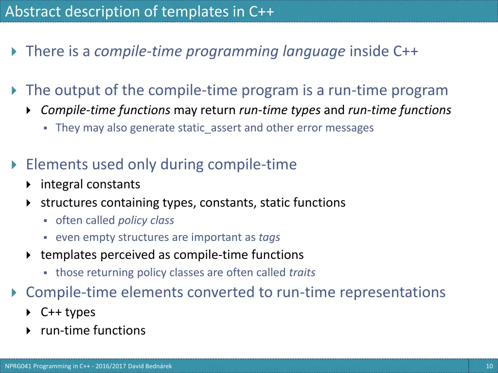 abstract description of templates in c 6