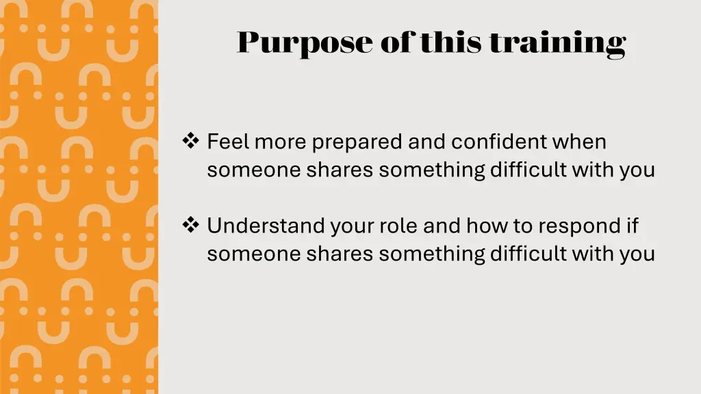 purpose of this training