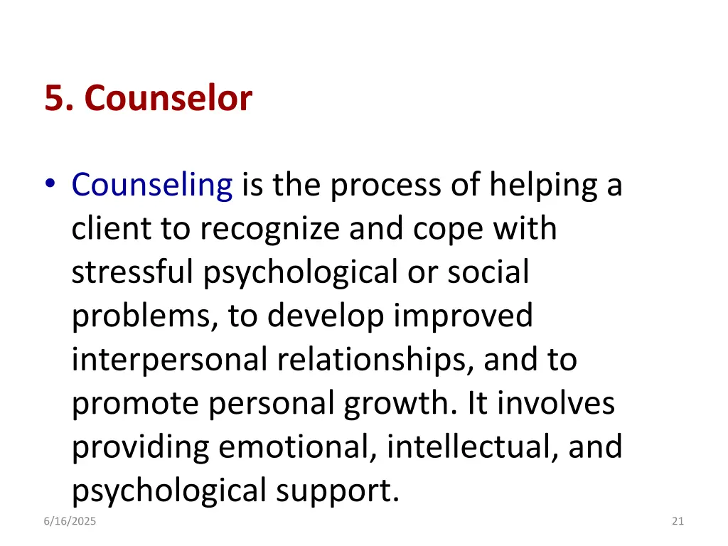 5 counselor