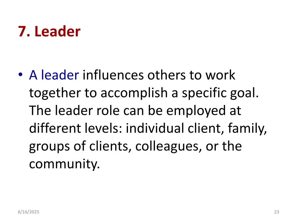 7 leader