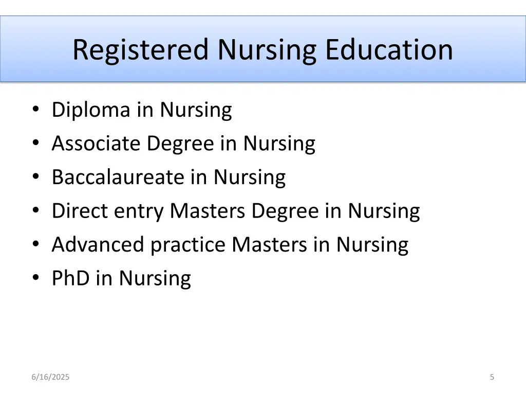 registered nursing education
