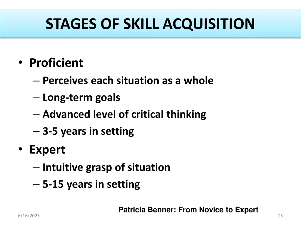stages of skill acquisition 1