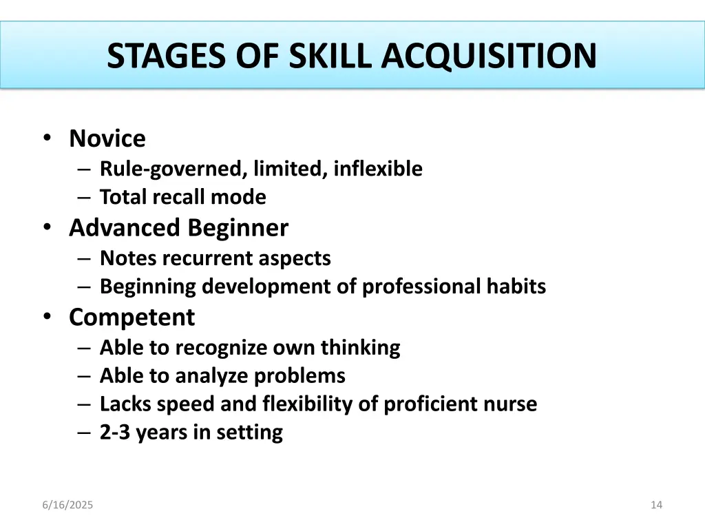 stages of skill acquisition