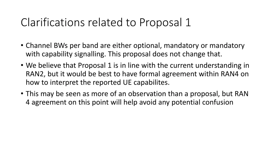 clarifications related to proposal 1