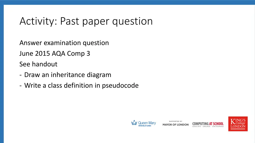 activity past paper question
